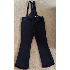 Fera Skiwear Womens Black Ski Pants Bib 40R Wool Blend Stretch Snow Winter Pants